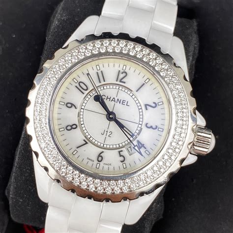 chanel white ceramic diamond watch|chanel j12 white price.